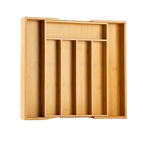 Organisateur de Tiroir Extensible en Bambou - Range-Couverts et Plateau de Rangement pour Bureau et Cuisine – Image 5