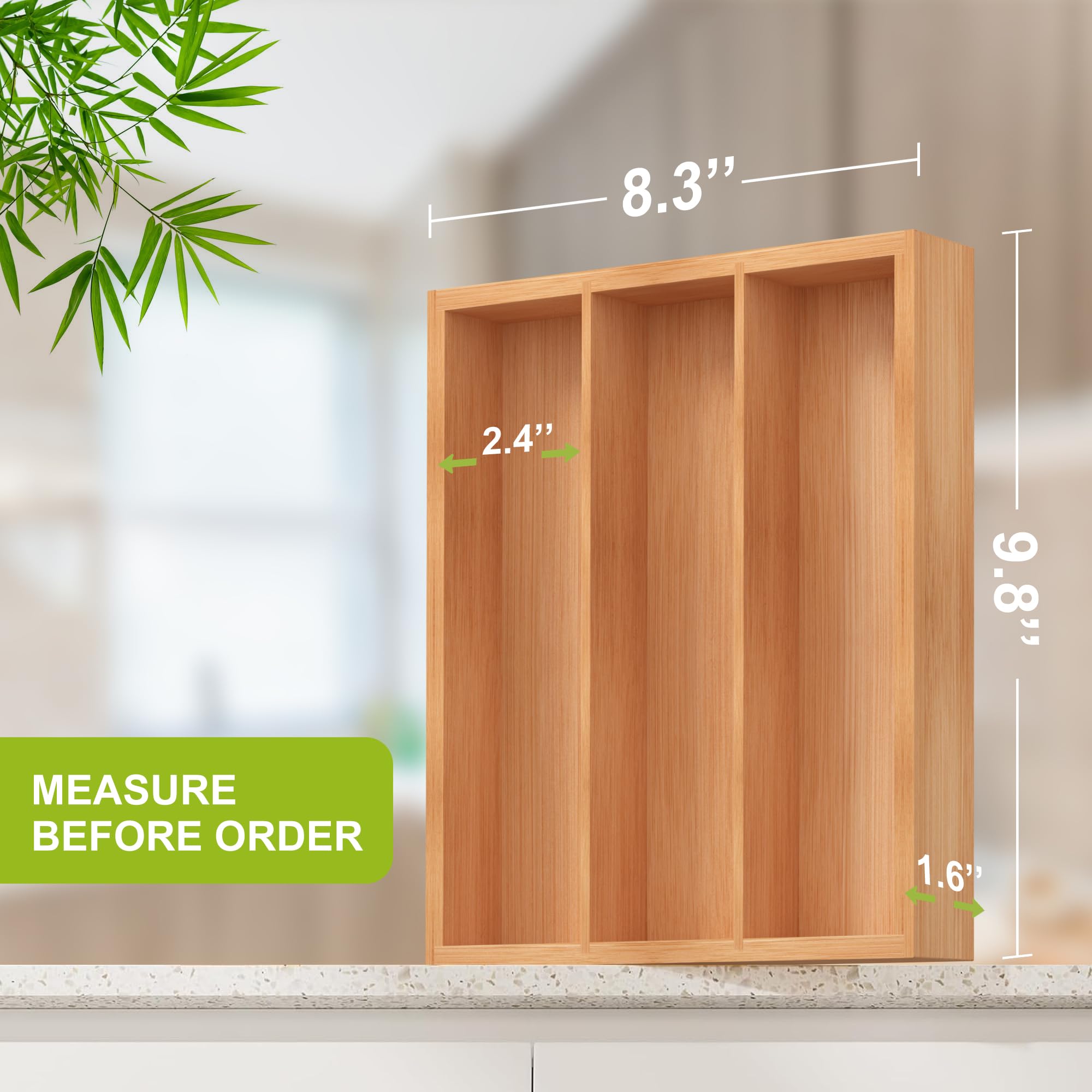 Organisateur de Tiroir en Bambou Classique - Plateau à Couverts et Argenterie pour Cuisine - Finition Laquée Protectrice – Image 3