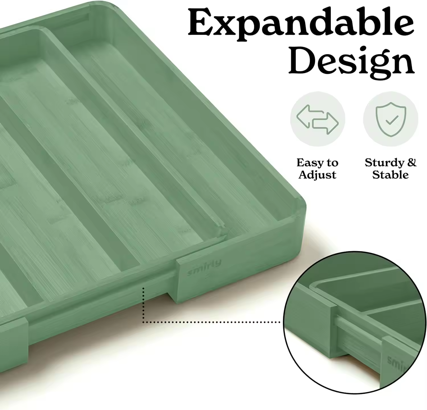 Organisateur de Tiroir en Bambou Extensible - Range-Couverts et Support d'Ustensiles de Cuisine - Style Campagne Chic – Image 5