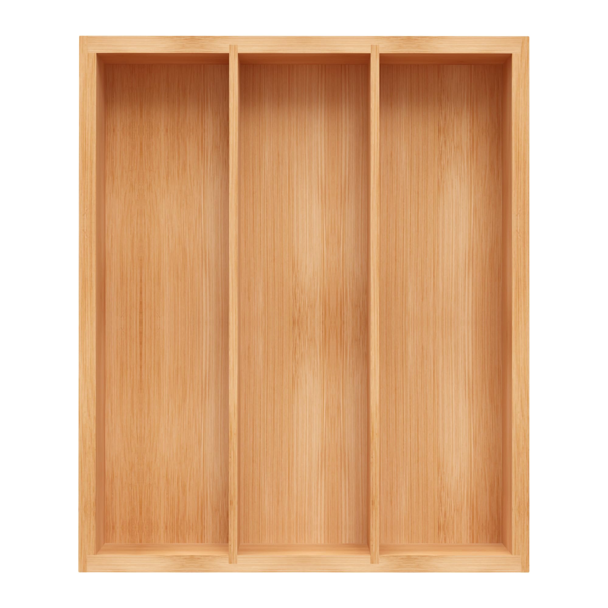 Organisateur de Tiroir en Bambou Classique - Plateau à Couverts et Argenterie pour Cuisine - Finition Laquée Protectrice